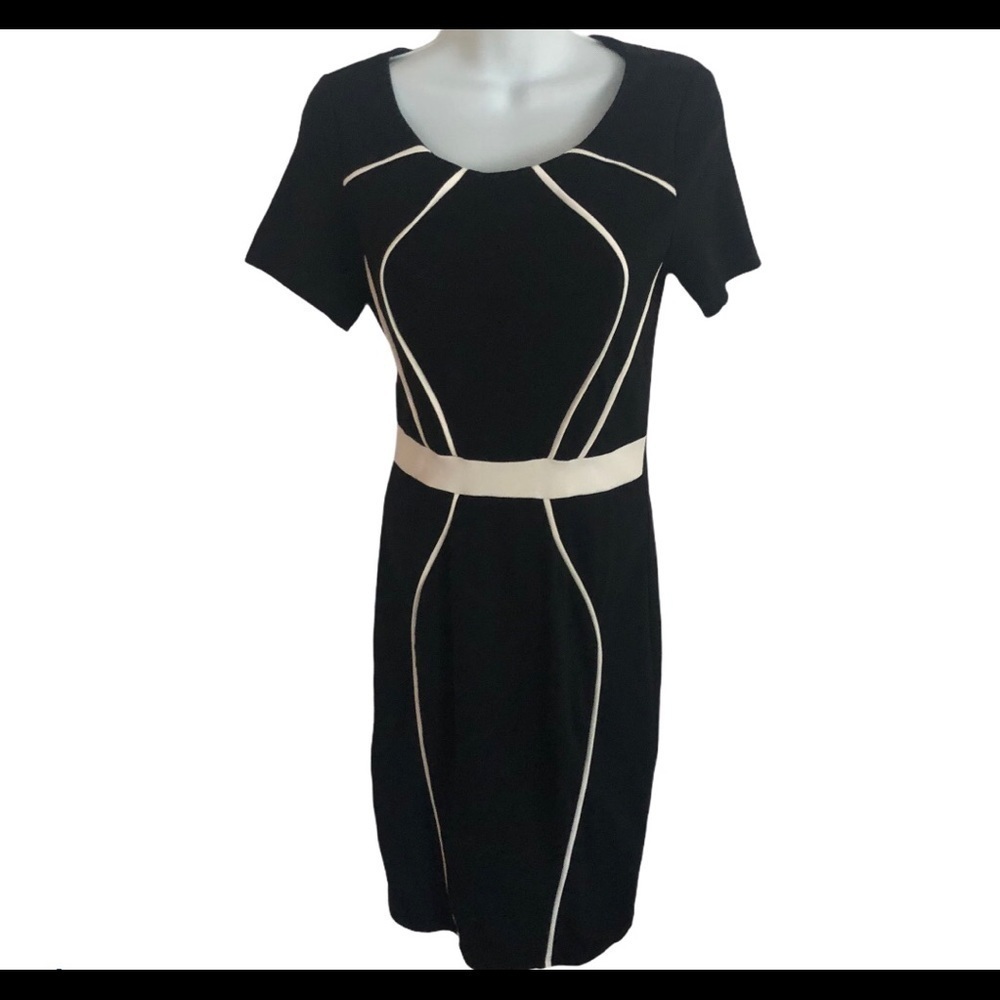 Homeyee Bodycon SS Black White Dress Retro Vintage Vibe Size 4 50’s Style